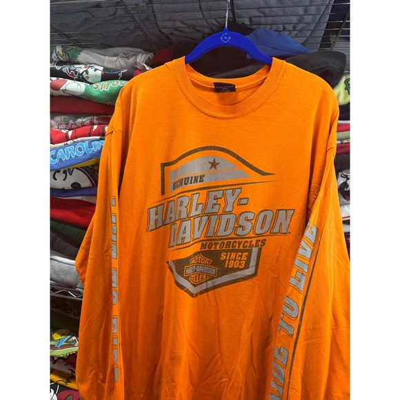 Harley-Davidson Other - Harley-Davidson Steel City Washington PA Orange Long Sleeve Shirt Mens XL 24x31